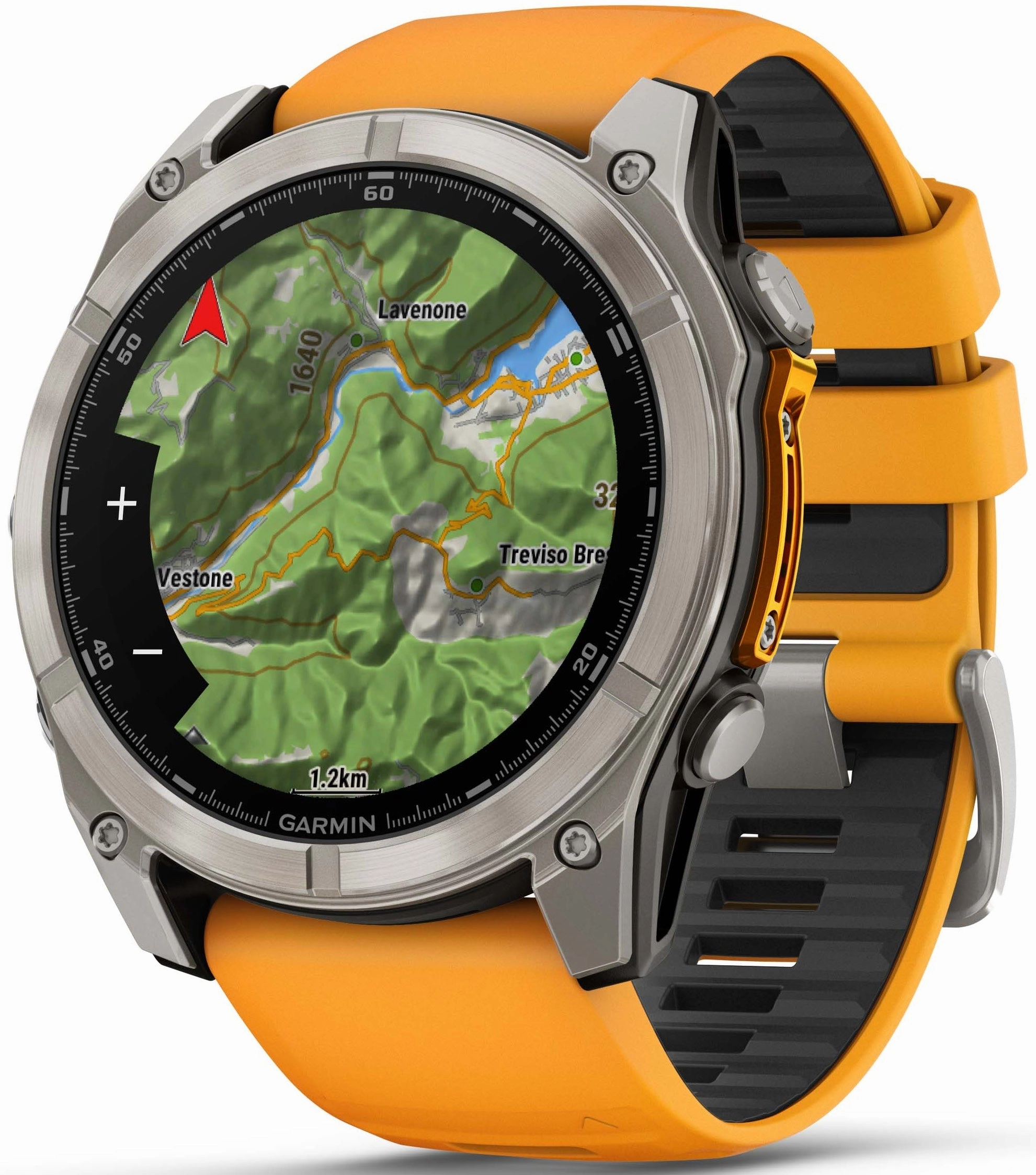 Garmin Fenix 8 51mm Sapphire AMOLED Graphite Spark Orange Titanium Silicone Watch