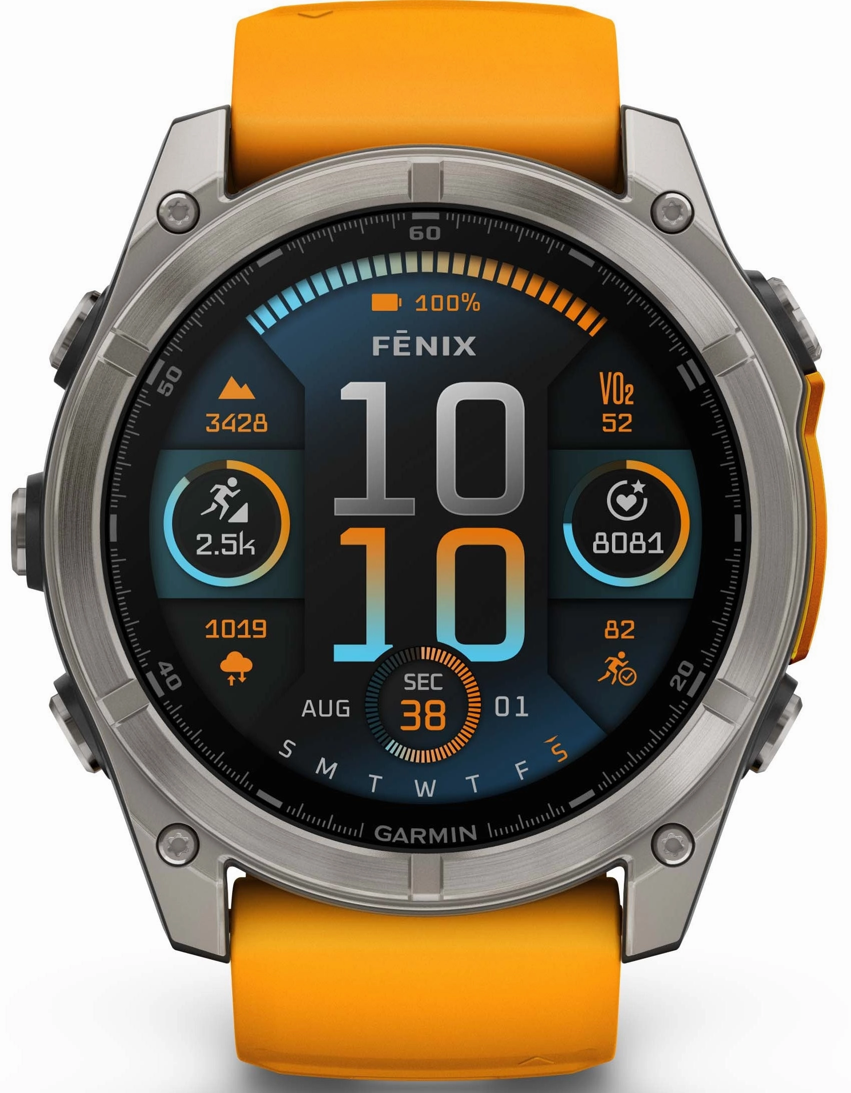 Garmin Fenix 8 51mm Sapphire AMOLED Graphite Spark Orange Titanium Silicone Watch