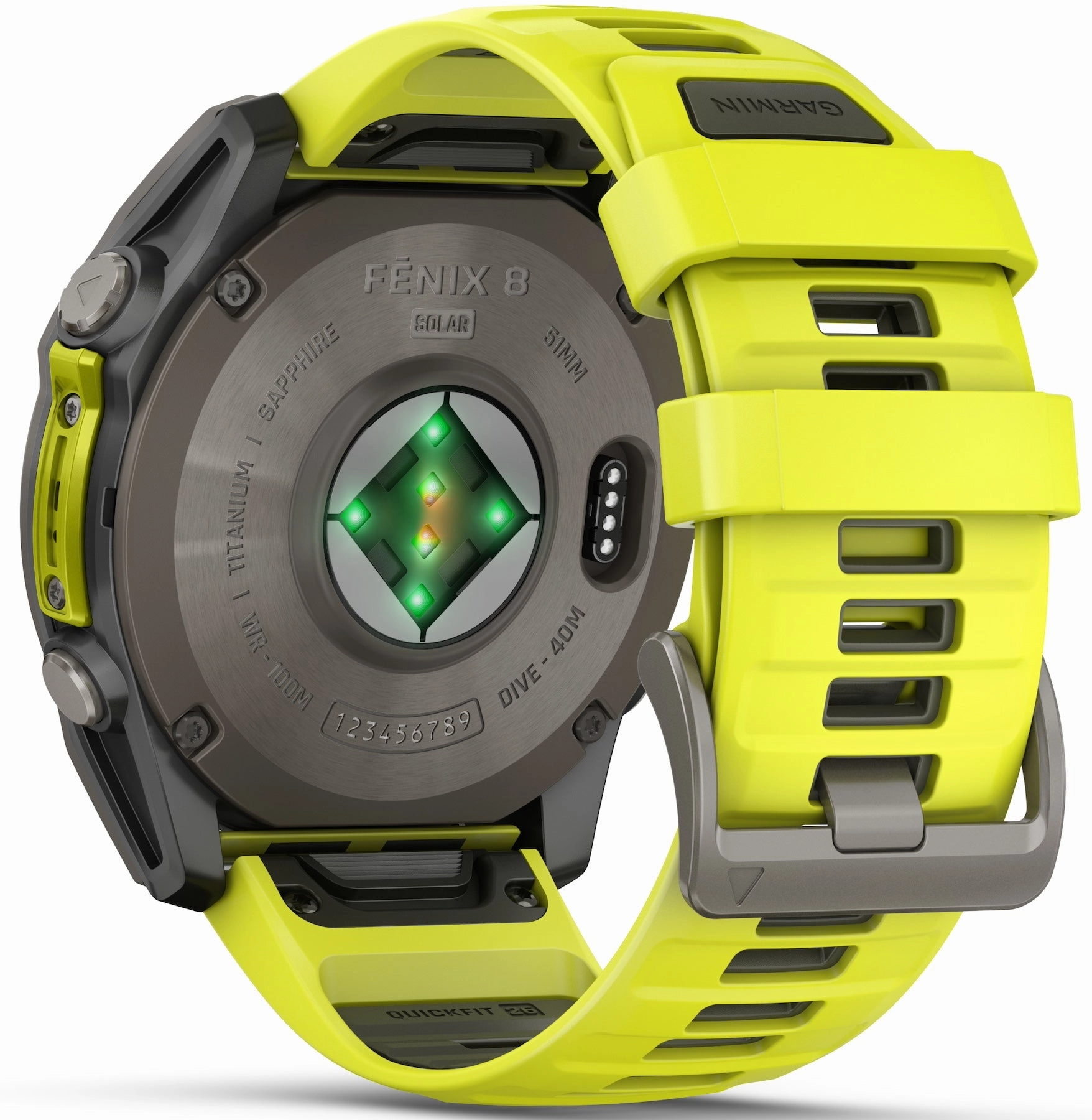 Garmin Fenix 8 51mm Sapphire Solar Titanium Amp Yellow Graphite Silicone Watch