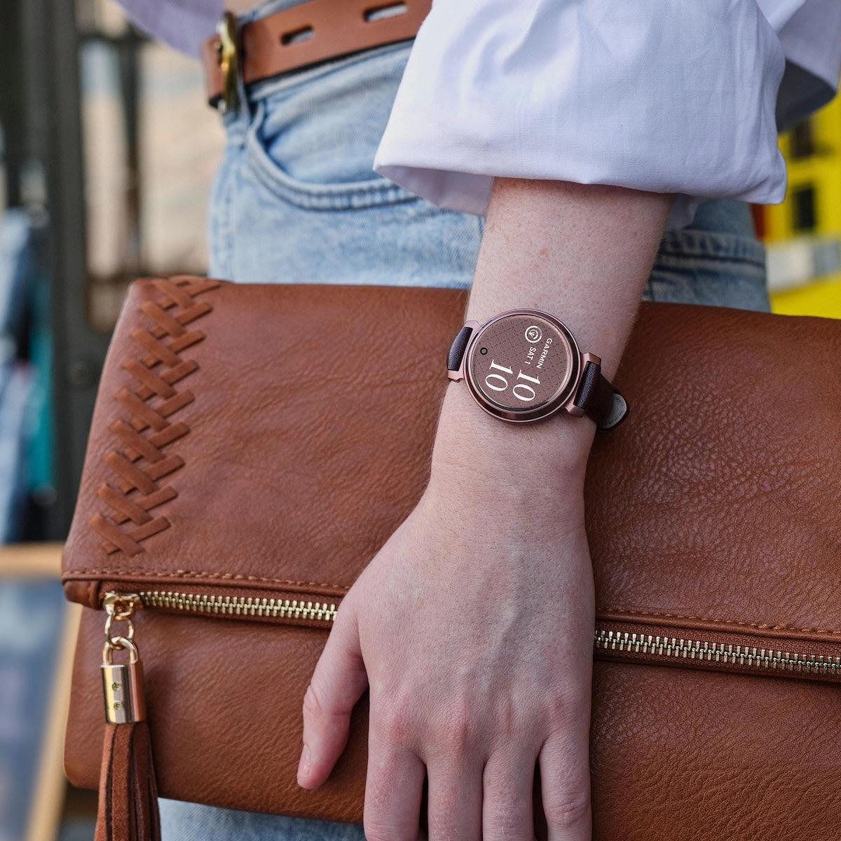 Garmin Lily 2 Classic Dark Bronze & Mulberry Leather Watch