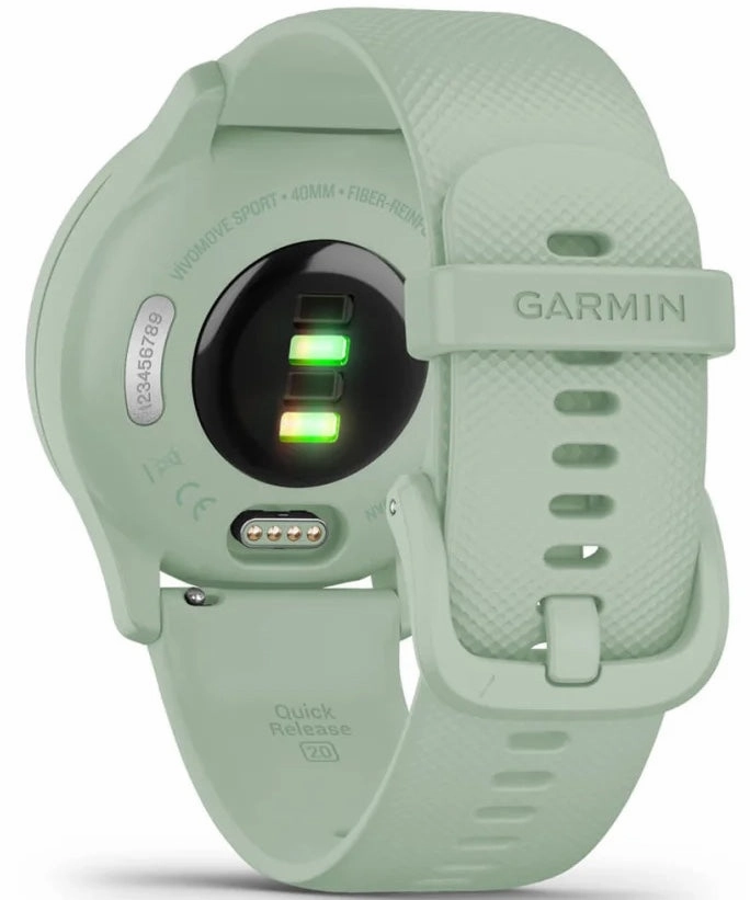 Garmin Vivomove Sport Silicone Band With Silver Accents Watch