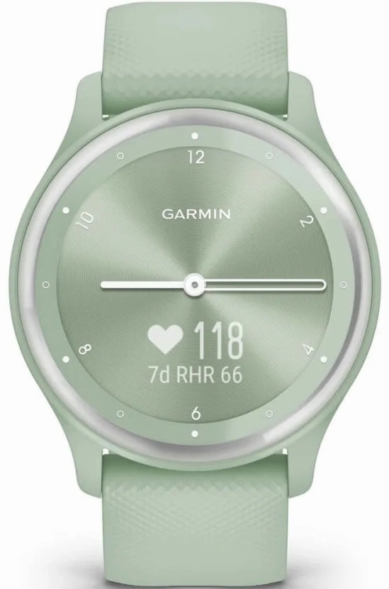 Garmin Vivomove Sport Silicone Band With Silver Accents Watch