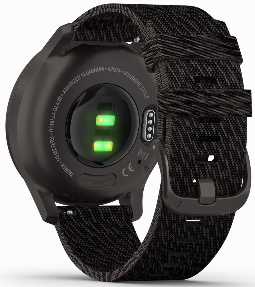 Garmin Vivomove Style Graphite Aluminium Case Black Pepper Nylon