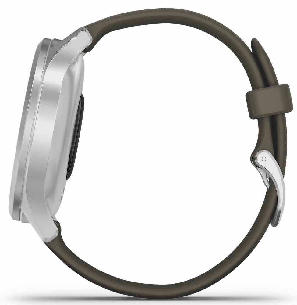 Garmin Vivomove Style Silver Aluminium Case Moss Silicone