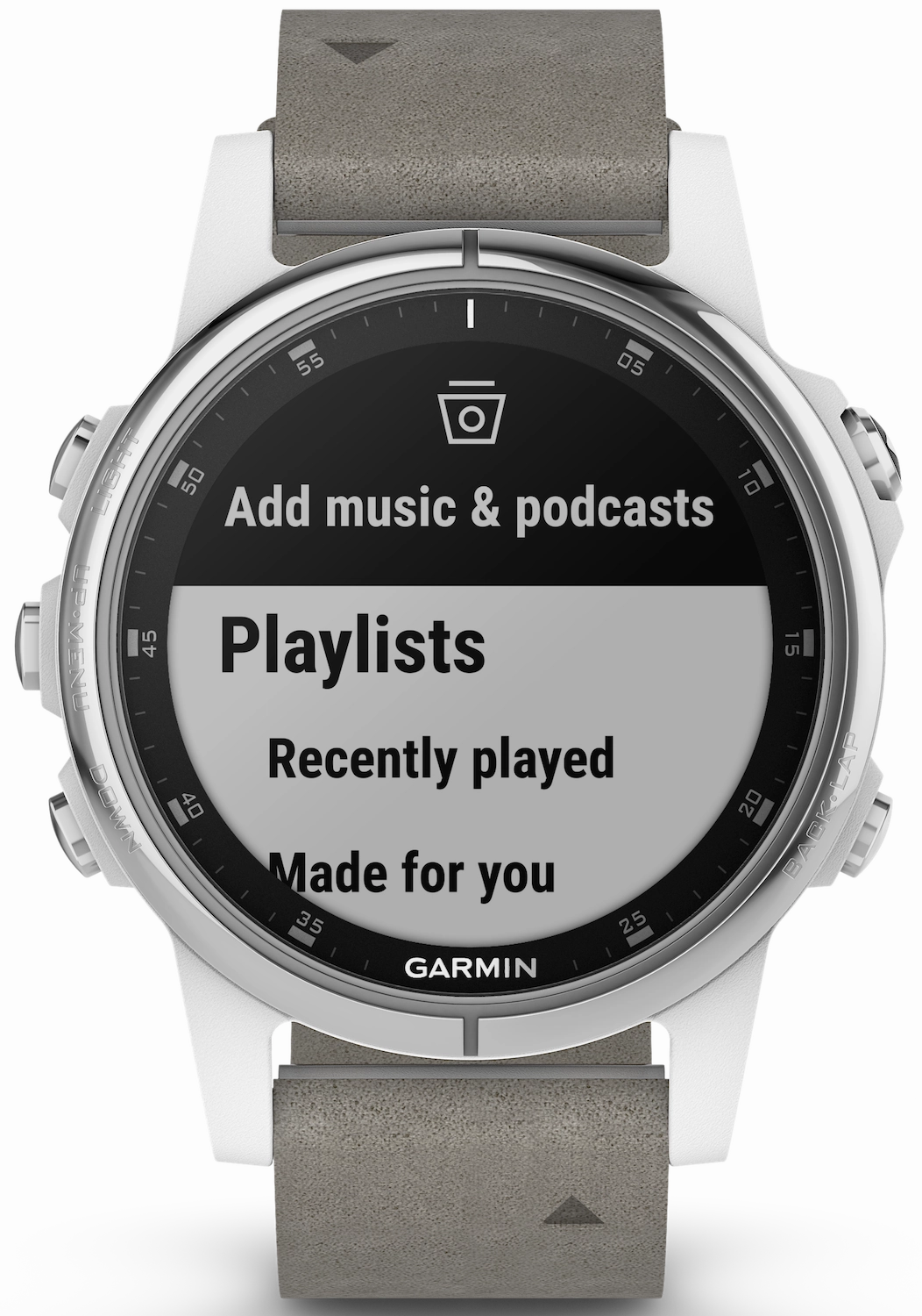 Garmin Watch Fenix 5S Plus Sapphire Grey Suede Band D