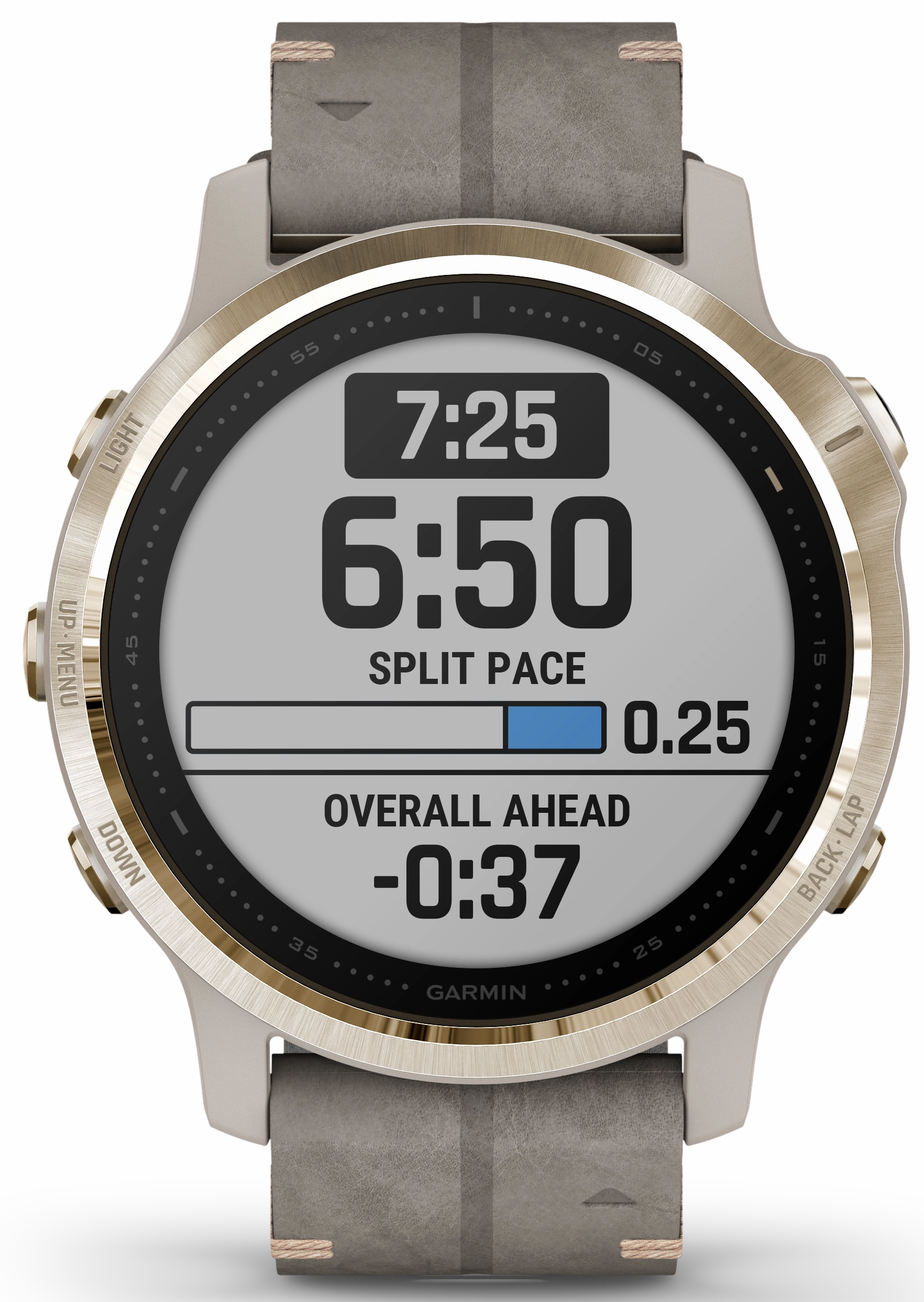 Garmin Watch Fenix 6S Sapphire Light Gold Shale Suede Band D