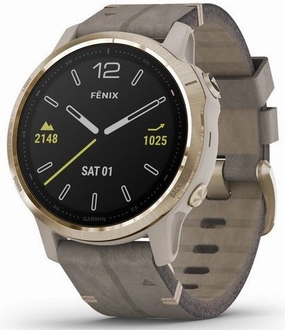 Garmin Watch Fenix 6S Sapphire Light Gold Shale Suede Band D