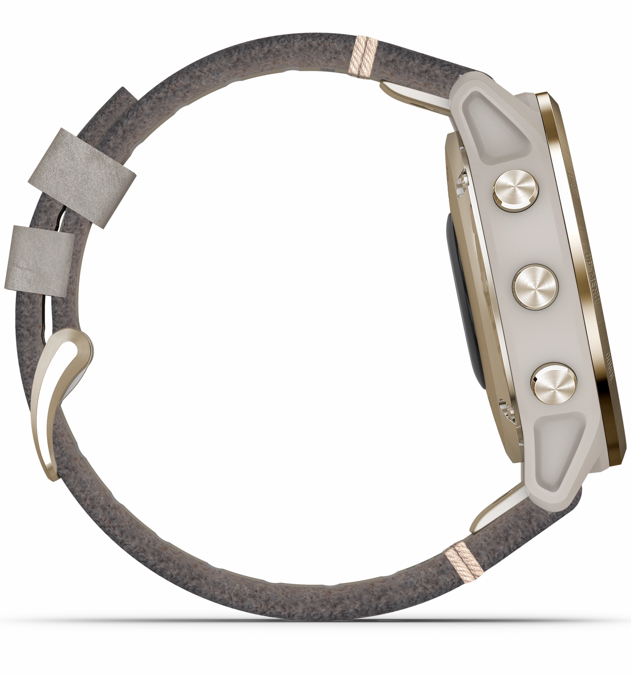 Garmin Watch Fenix 6S Sapphire Light Gold Shale Suede Band D