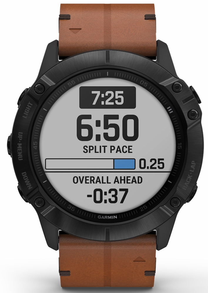 Garmin Watch Fenix 6X Sapphire Black DLC Brown Leather Band D