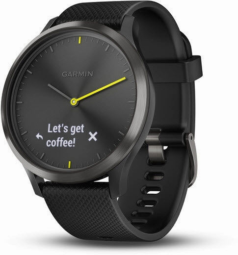 Garmin Watch Vivomove HR Black with Black Silicone Band D