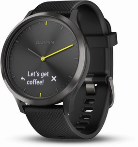 Garmin Watch Vivomove HR Black with Black Silicone Band D