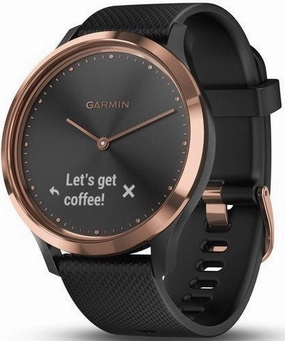 Garmin Watch Vivomove HR Rose Gold with Black Silicone Band D