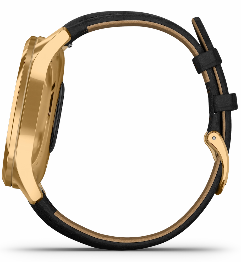 Garmin Watch Vivomove Luxe Gold PVD Black Embossed Leather