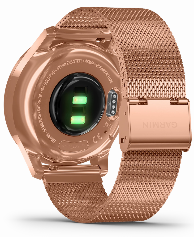 Garmin Watch Vivomove Luxe Rose Gold PVD Milanese Bracelet