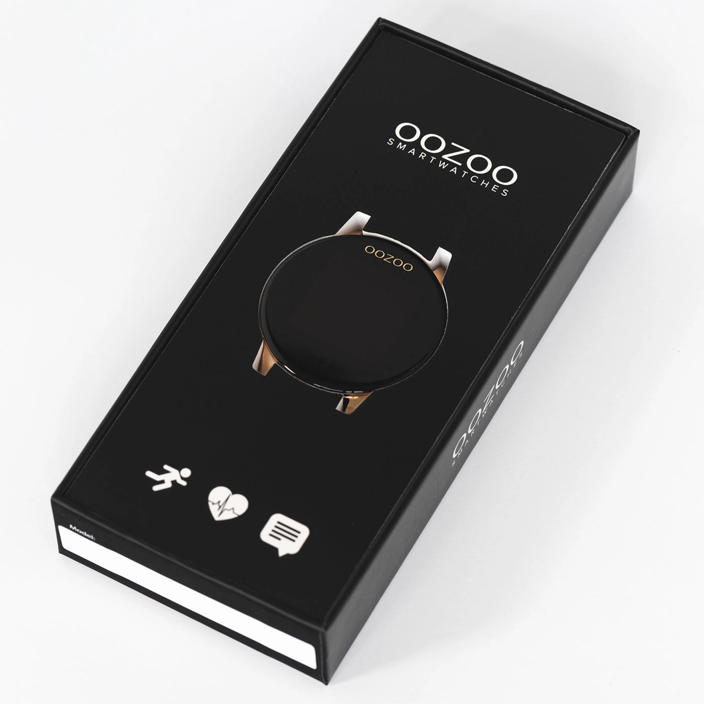 Gold coloured OOZOO smartwatch with black rubber strap - Q00120