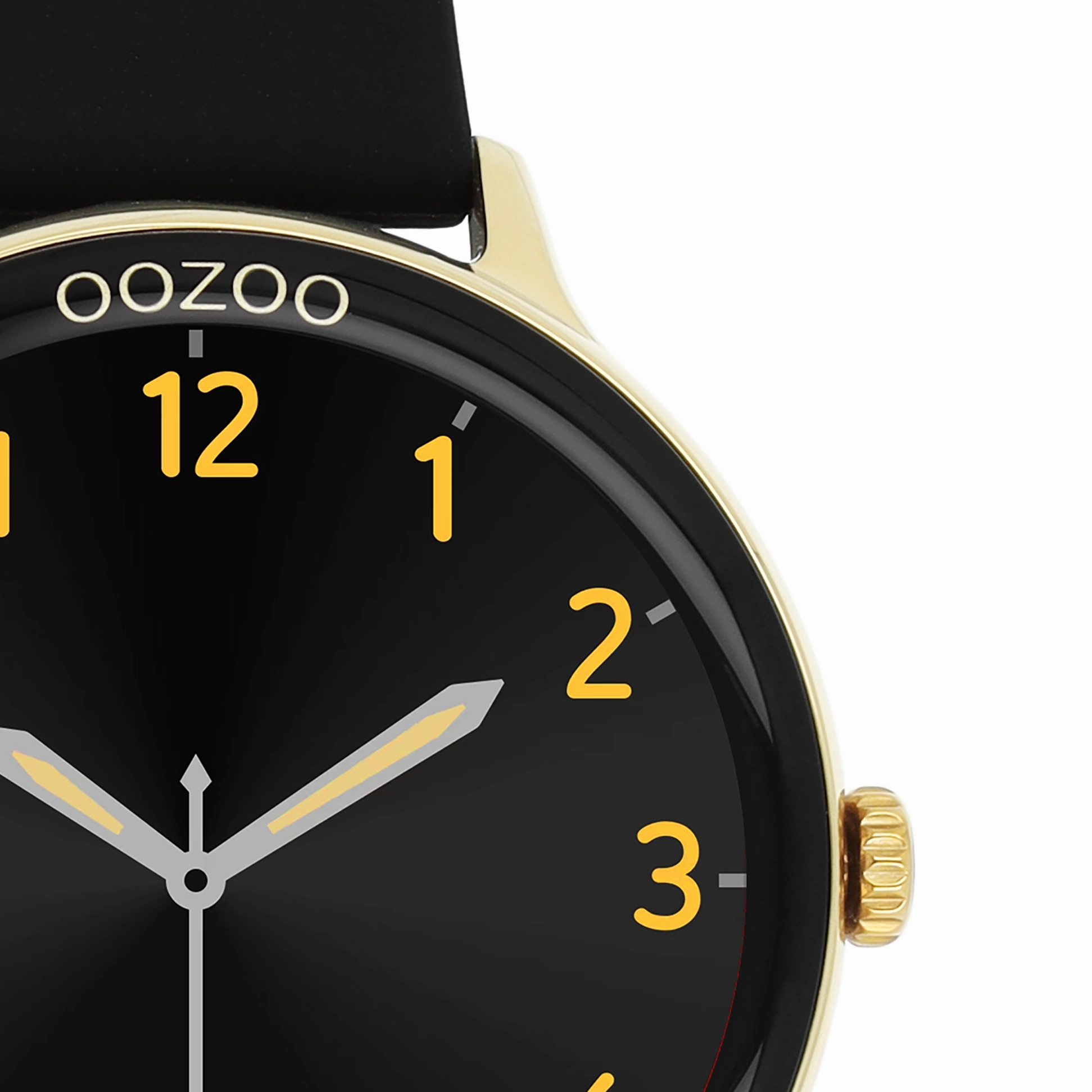 Gold coloured OOZOO smartwatch with black rubber strap - Q00132