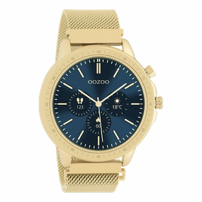 Gold coloured OOZOO smartwatch with gold coloured metal mesh bracelet - Q00306