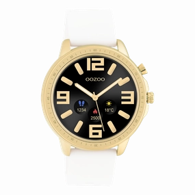 Gold coloured OOZOO smartwatch with white rubber strap - Q00316