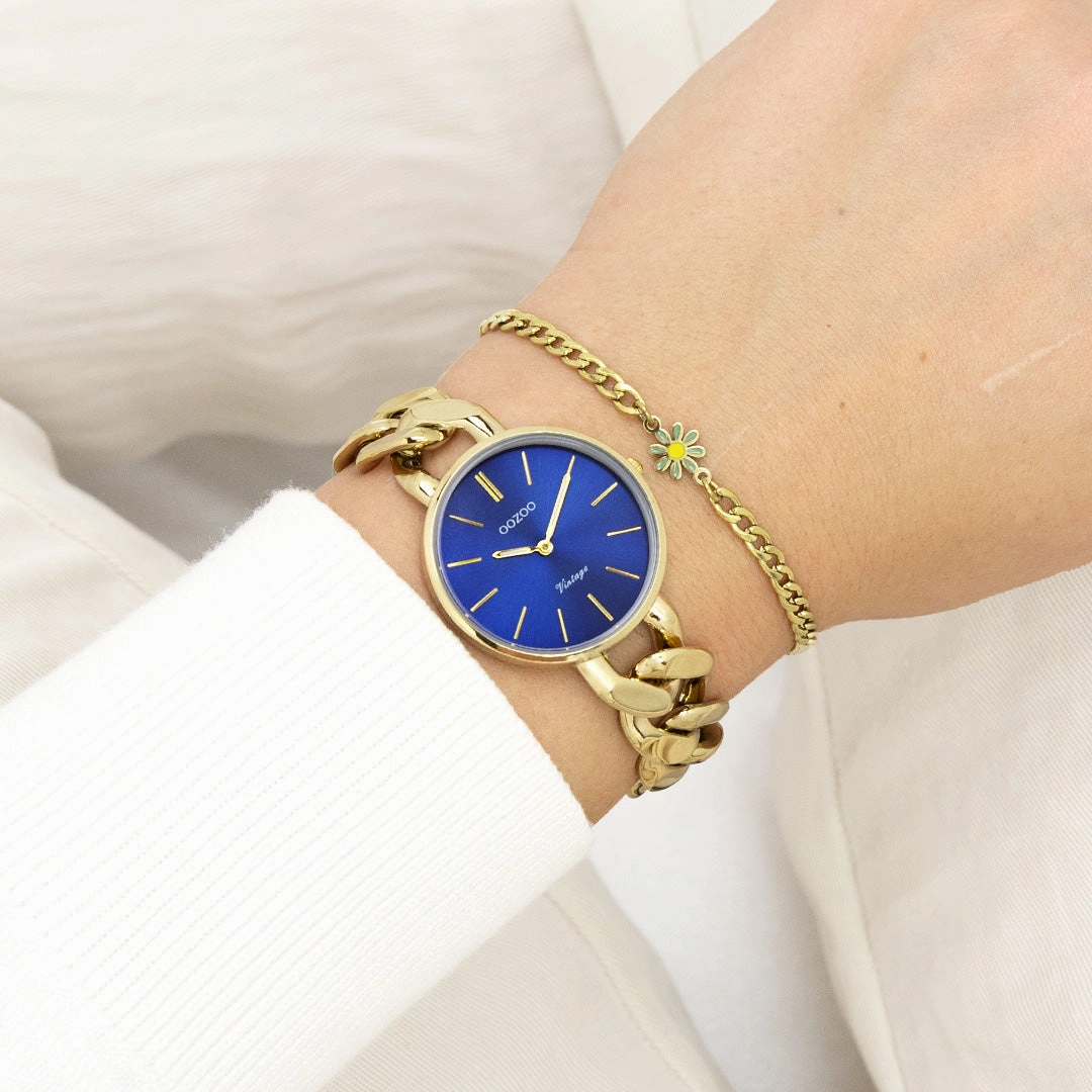 Gold coloured OOZOO watch with chunky chain bracelet - C20359