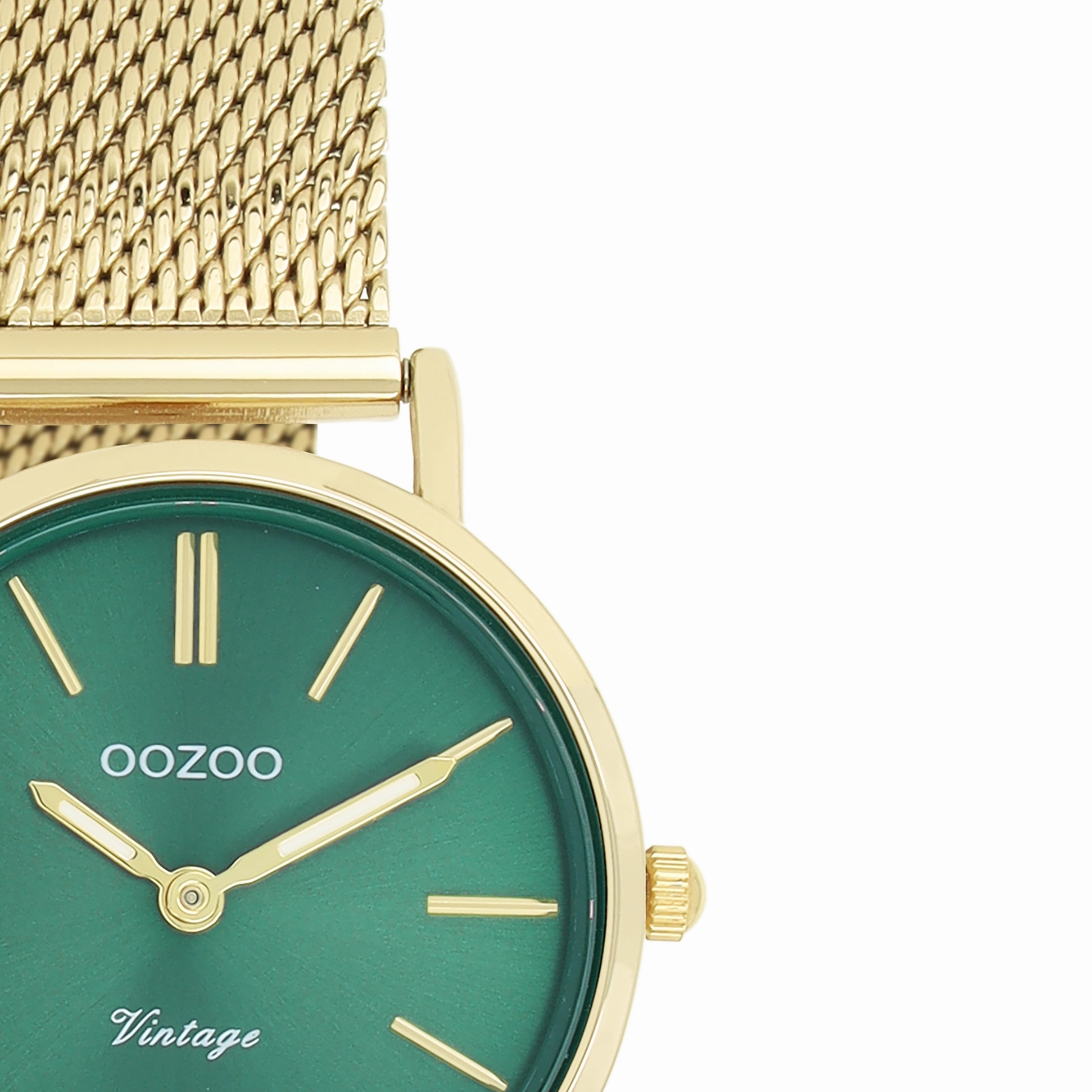 Gold coloured OOZOO watch with metal mesh bracelet - C20297