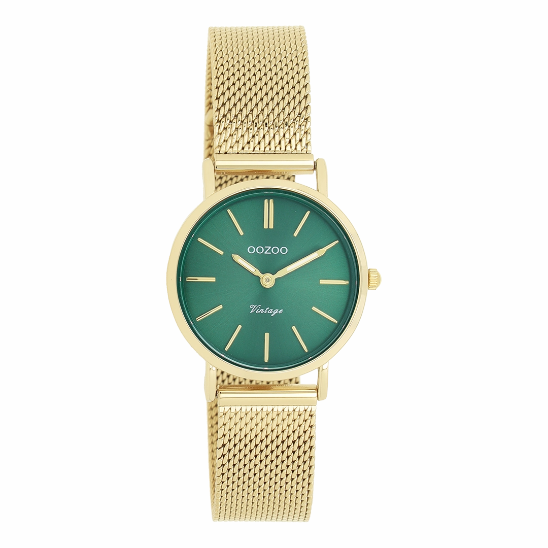 Gold coloured OOZOO watch with metal mesh bracelet - C20297