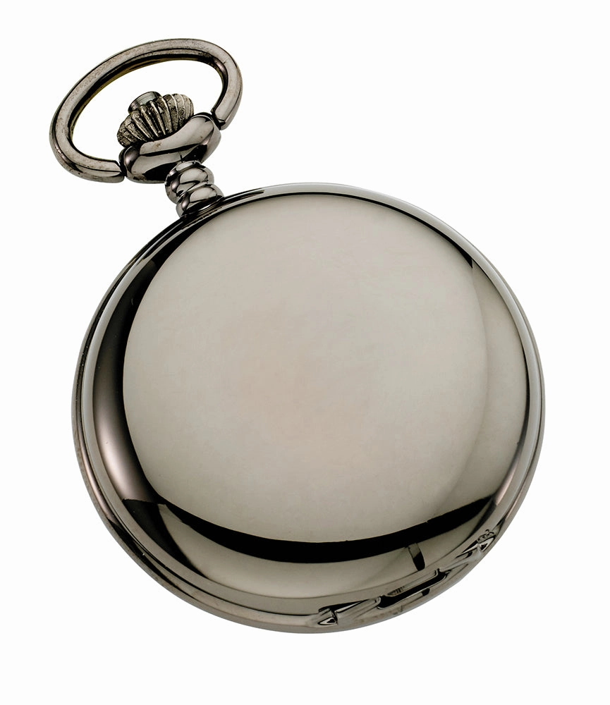 Gotham Men's Gunmetal Black Dial Covered Quartz Pocket Watch # GWC15042BBK