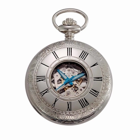 Gotham Men's Silver-Tone 17 Jewel Mechanical Covered Pocket Watch # GWC14036S
