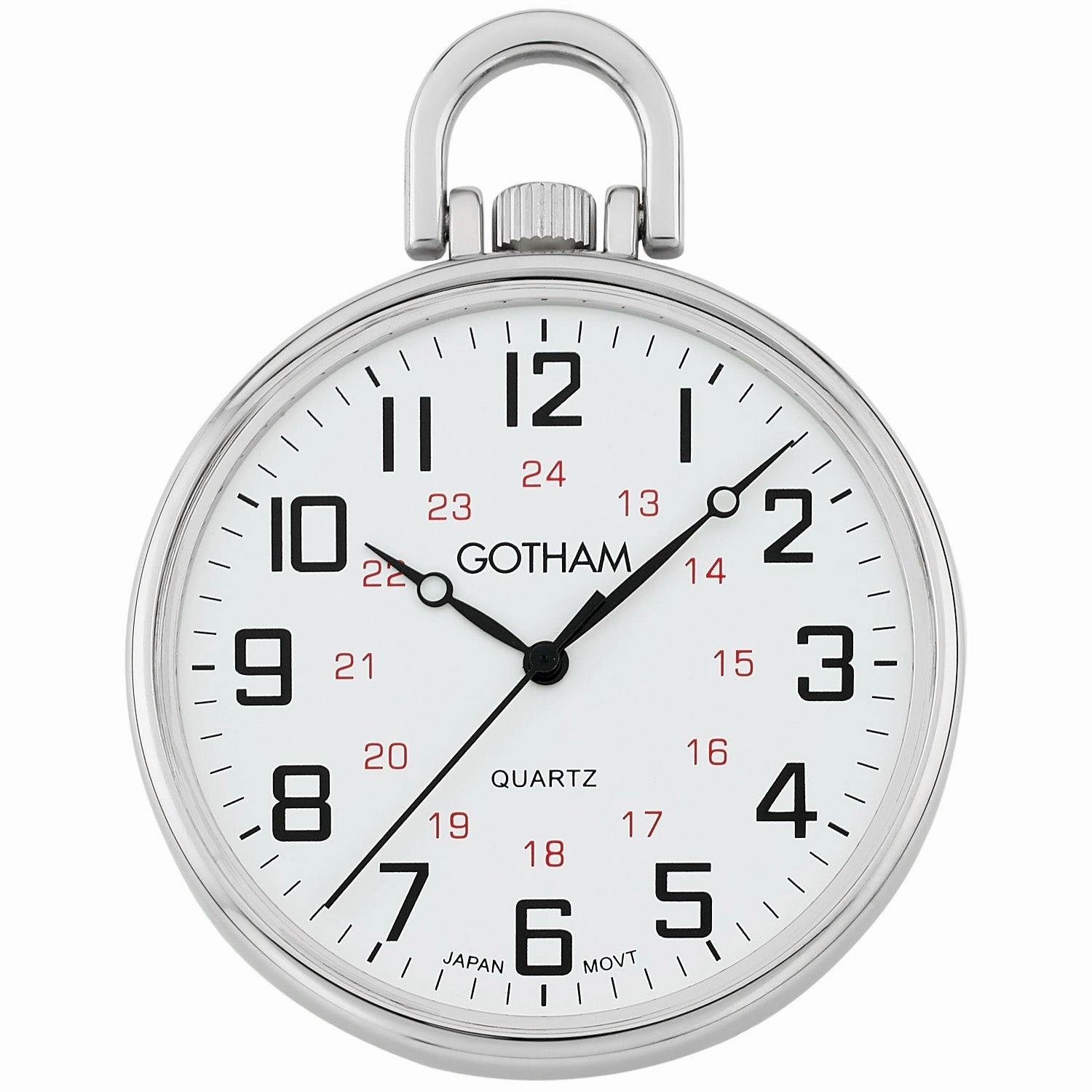 Gotham Men's Silver-Tone Railroad Open Face Quartz Pocket Watch # GWC15026S
