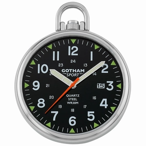 Gotham Men's Sport Series Stainless Steel Analog Quartz Date Pocket Watch # GWC14109SB