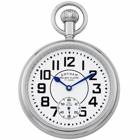 Gotham Men's Stainless Steel Mechanical Hand Wind Railroad Pocket Watch # GWC14102S