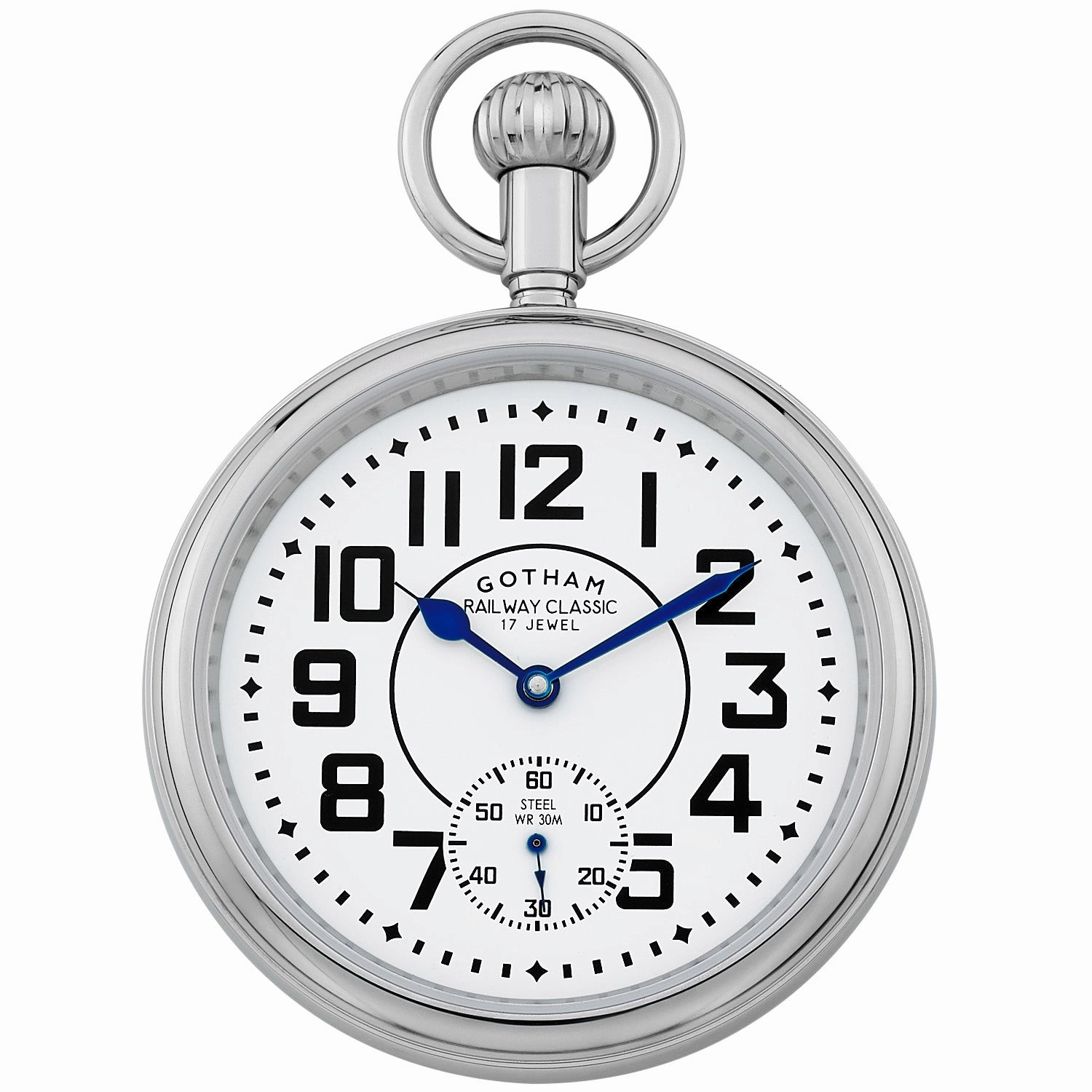 Gotham Men's Stainless Steel Mechanical Hand Wind Railroad Pocket Watch # GWC14102S