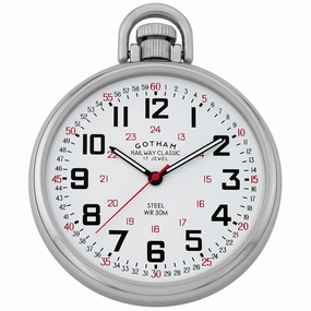 Gotham Men's Stainless Steel Mechanical Hand Wind Railroad Style Pocket Watch # GWC14106S