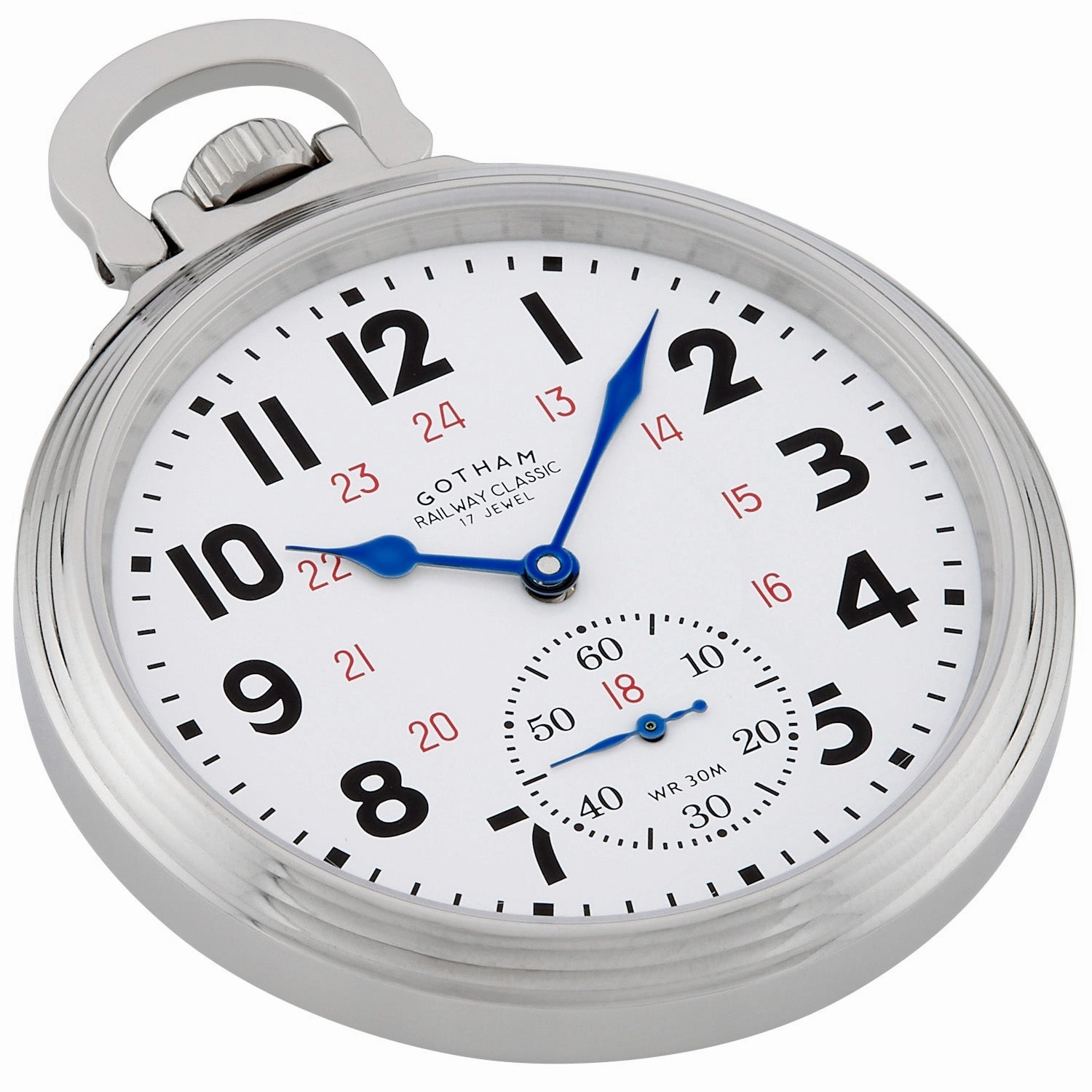 Gotham Men's Stainless Steel Mechanical Hand Wind Railway Classic Nostalgia Series Pocket Watch # GWC14116S