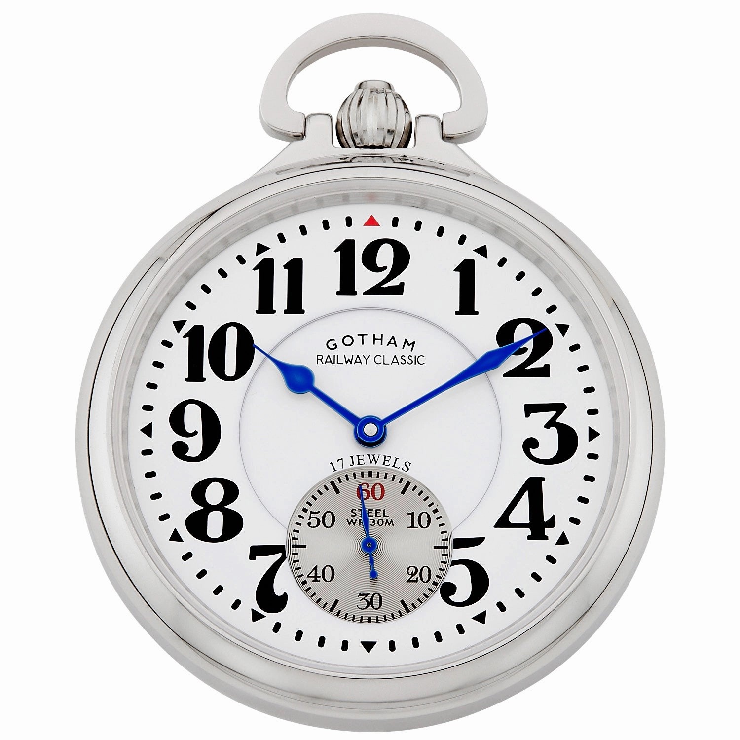 Gotham Men's Stainless Steel Mechanical Hand Wind Railway Classic Nostalgia Series Pocket Watch # GWC14123S