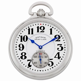Gotham Men's Stainless Steel Mechanical Hand Wind Railway Classic Nostalgia Series Pocket Watch # GWC14123S