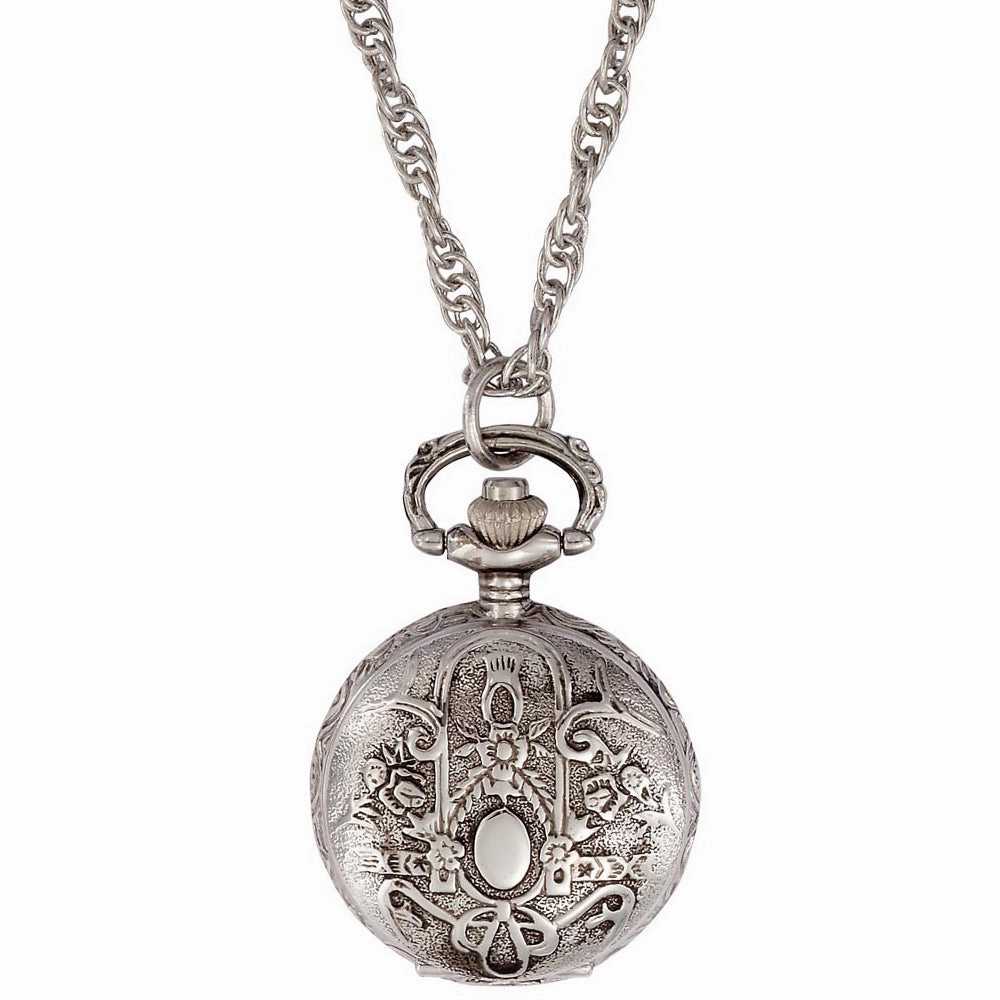 Gotham Women's Antique Design Silver-Tone Quartz Fashion Pendant Watch # GWC14119SB