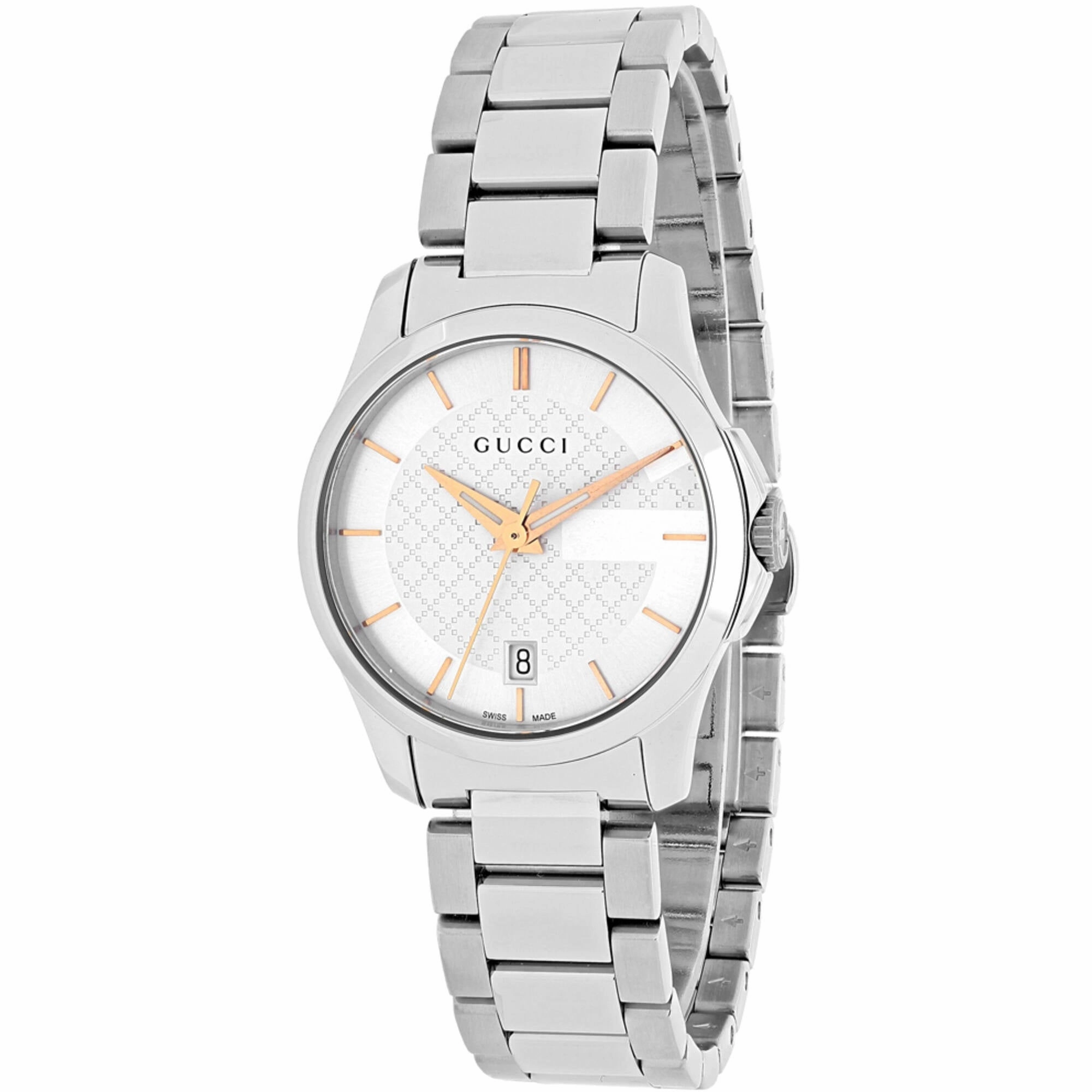 Gucci Women's Watch - G-Timeless Quartz White Dial Silver Steel Bracelet | YA126523