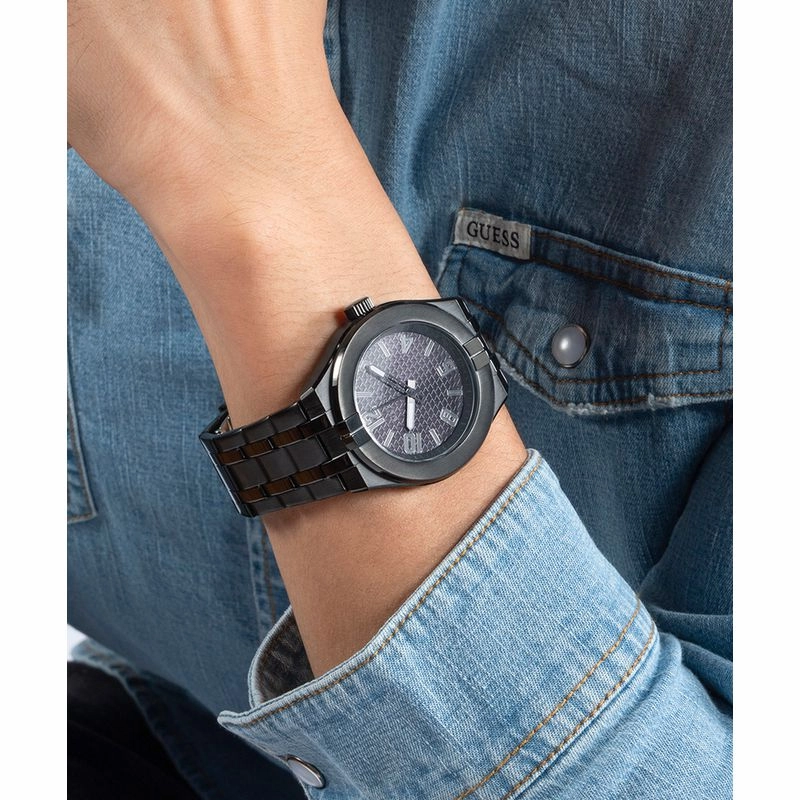 Guess Escape Black Dial Analog Watch