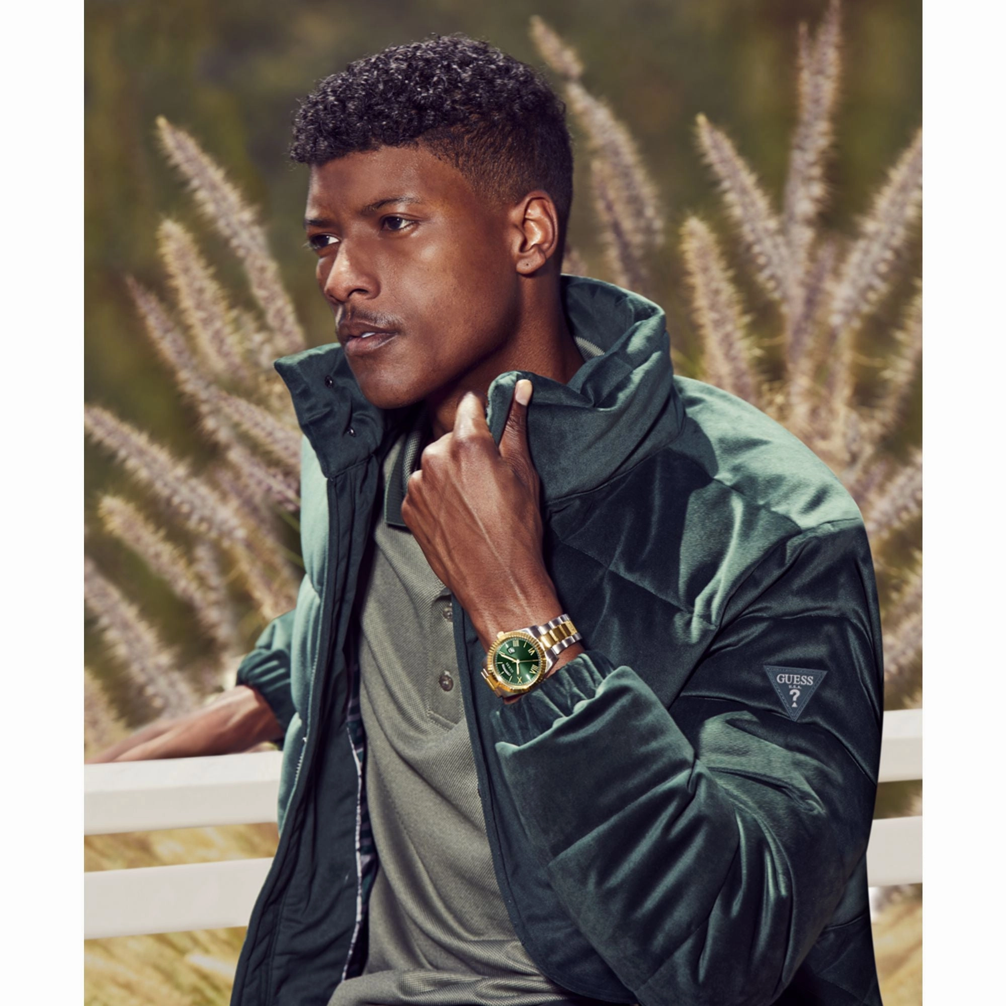 Guess Gold Green Connoisseur Day-Date Watch GW0265G8