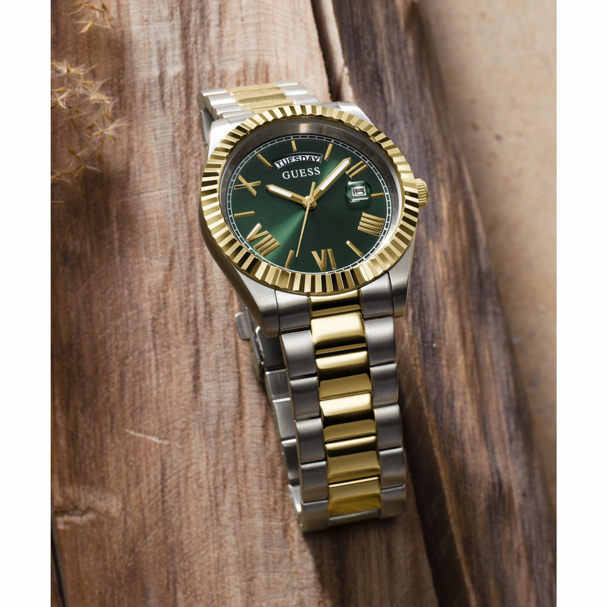 Guess Gold Green Connoisseur Day-Date Watch GW0265G8