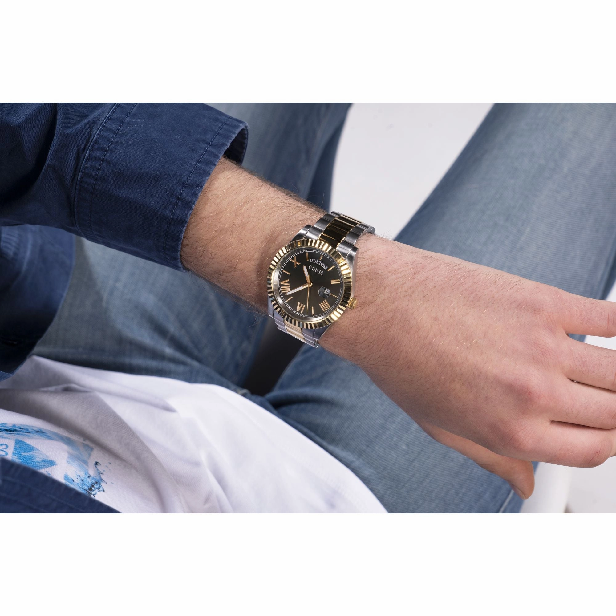 Guess Gold Green Connoisseur Day-Date Watch GW0265G8