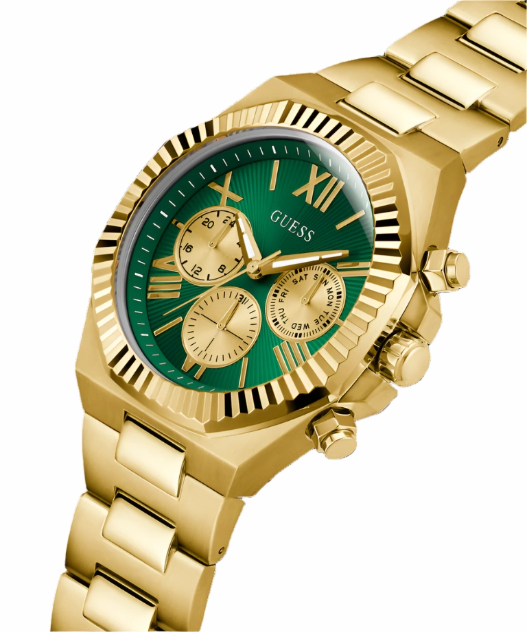 Guess Gold Green Dial Gold Bracelet Watch GW0703G2