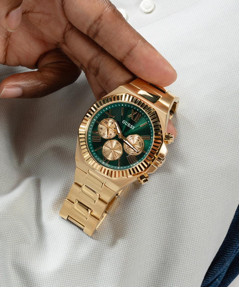 Guess Gold Green Dial Gold Bracelet Watch GW0703G2