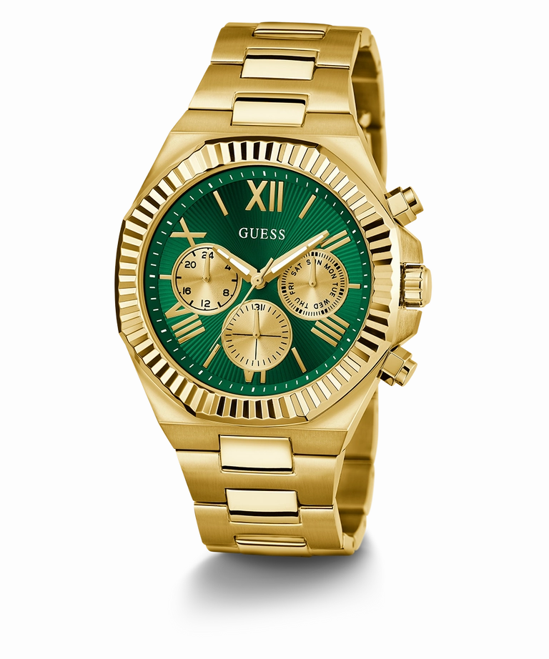 Guess Gold Green Dial Gold Bracelet Watch GW0703G2