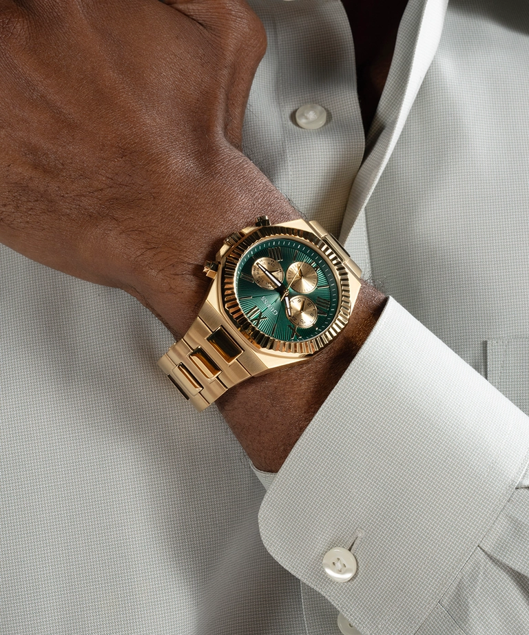 Guess Gold Green Dial Gold Bracelet Watch GW0703G2