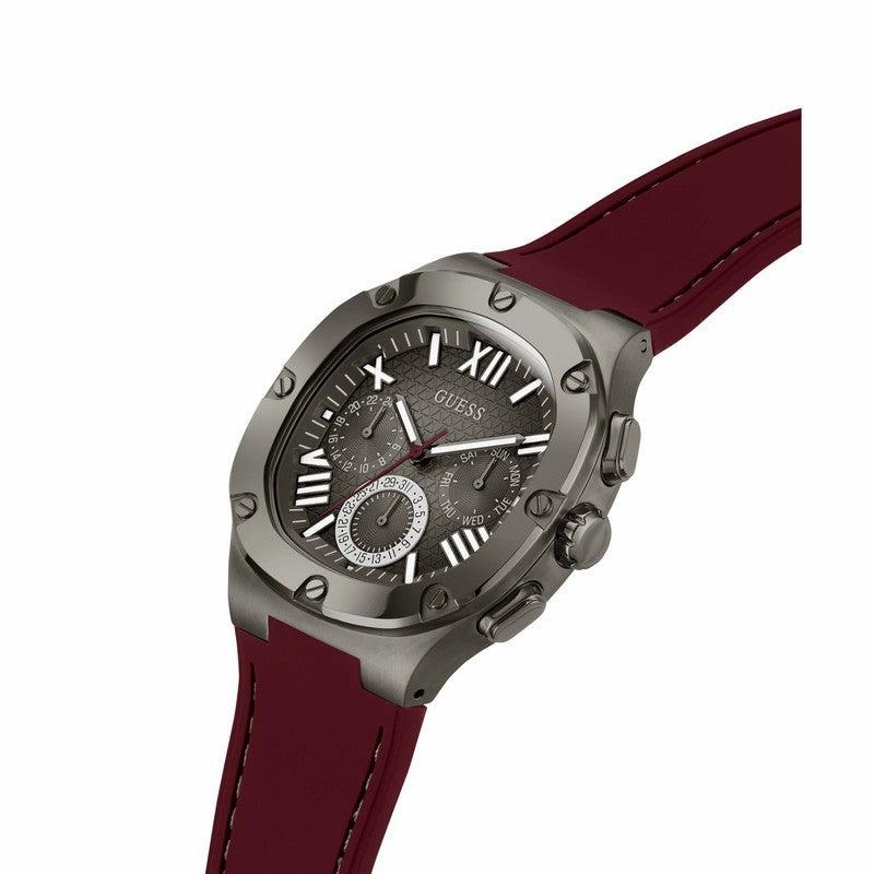 Guess Men's Headline Gunmetal and Burgandy Watch GW0571G4