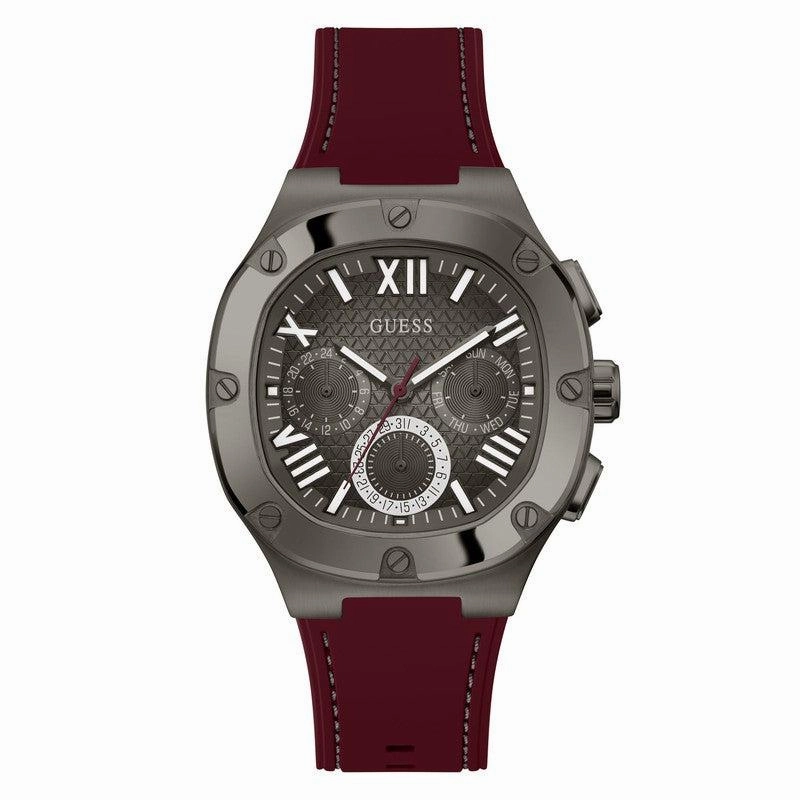 Guess Men's Headline Gunmetal and Burgandy Watch GW0571G4