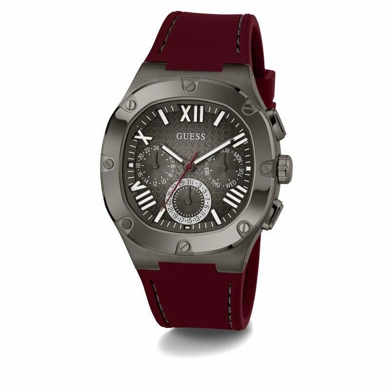 Guess Men's Headline Gunmetal and Burgandy Watch GW0571G4