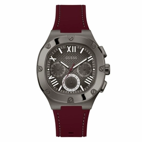 Guess Men's Headline Gunmetal and Burgandy Watch GW0571G4