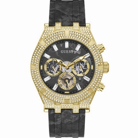 Guess Men's Watch - Classic Quartz Day-Date Display Black Rubber Strap | GW0418G2